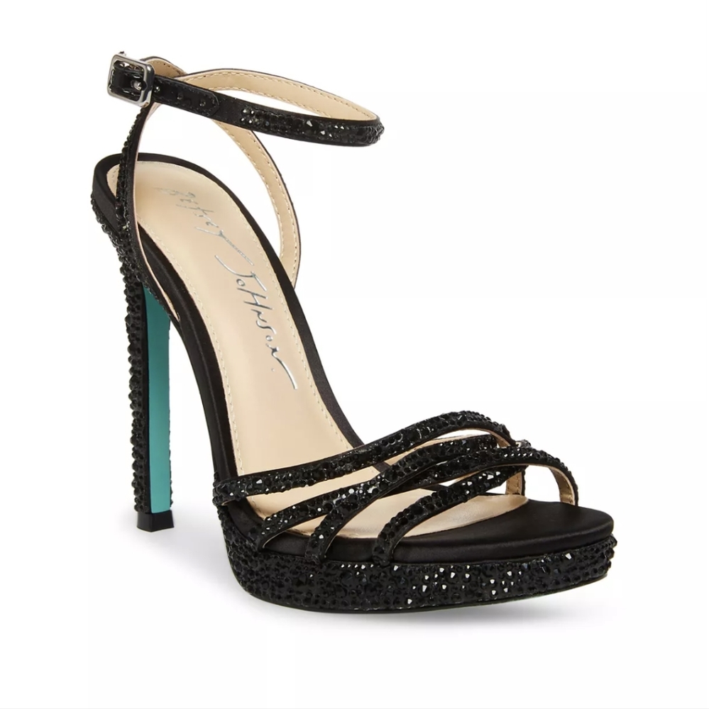 Betsey Johnson Black Glitter Heels with Stiletto